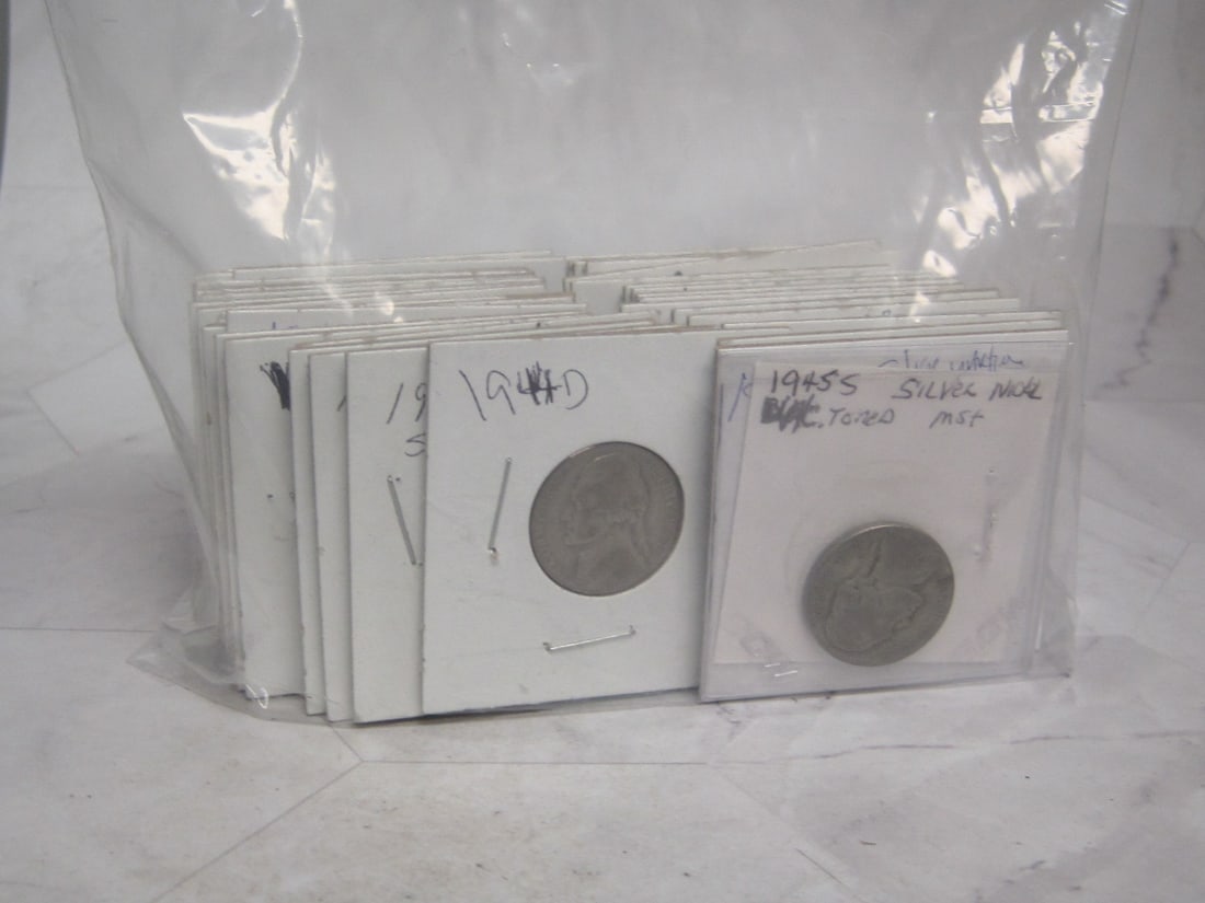 Lot of 38 1942-1945 Silver Wartime Nickels: .