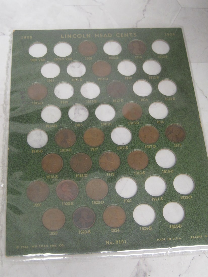 1909-1971 Lincoln Pennies in Green Holders - 2