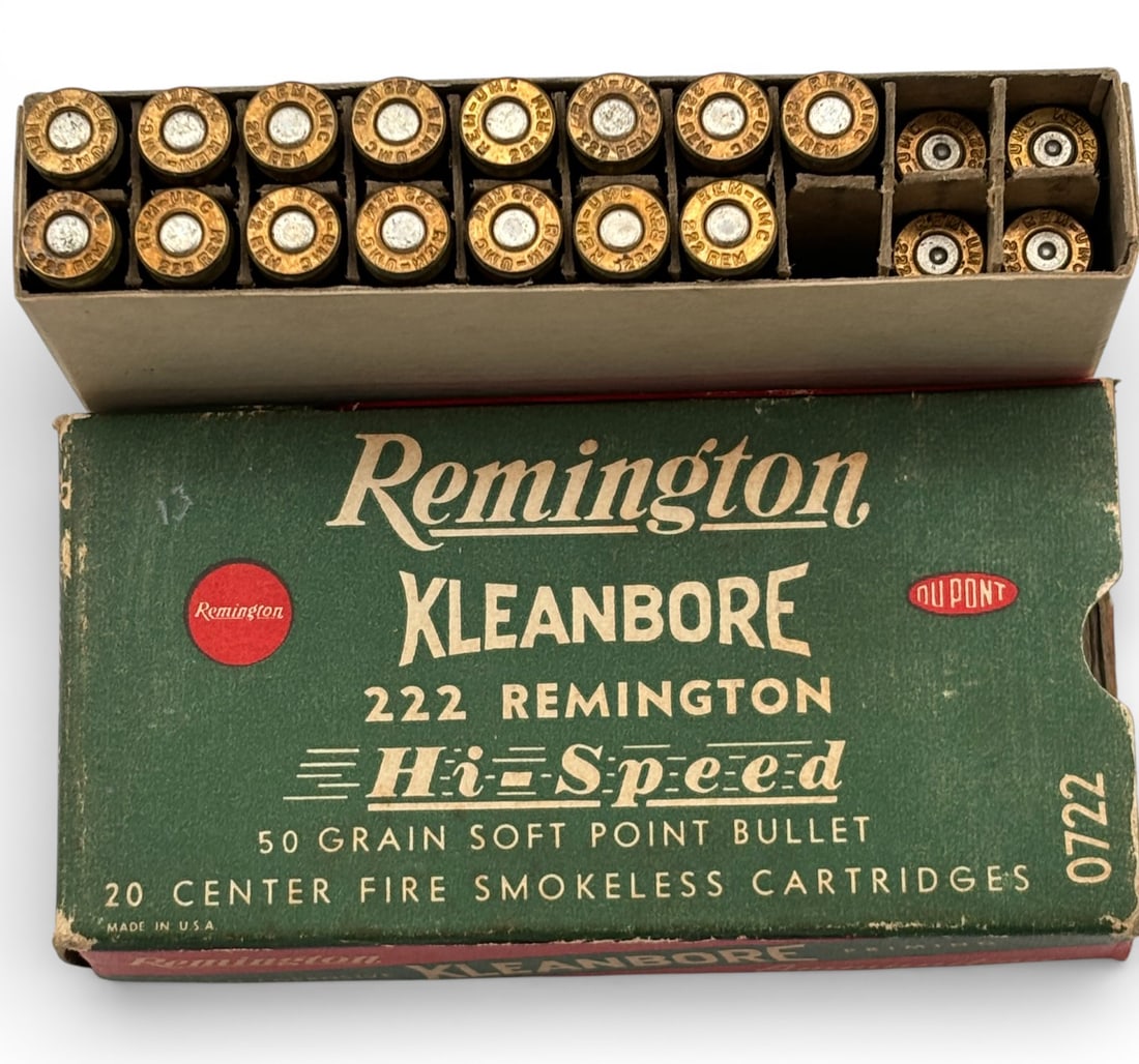 Vintage 31rds. of .222 REM. Remington Kleanbore 50gr Soft Point Hi-Speed Ammunition - 5