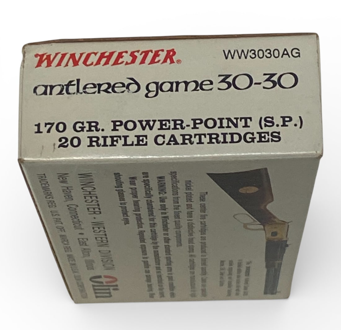 NIB Vintage 18rds. of .30-30 170gr. SP Winchester Antlered Game Ammunition  - 2