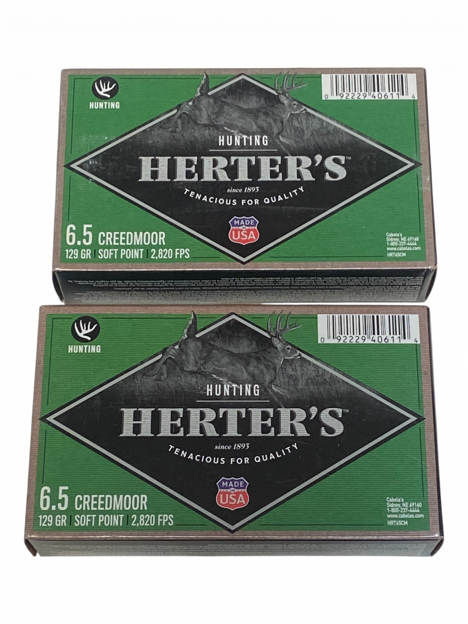 NIB 40rds. of 6.5 CREEDMOOR 129gr. SP Herter's Hunting Ammunition : 2 Boxes of 20 Rounds 