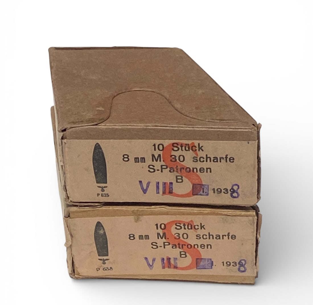 (2) Boxes German WWII Nazi 8x56mmR Steyr M30 S-Patronen 8x56r Ammo - Austrian M97 (1 of 2)