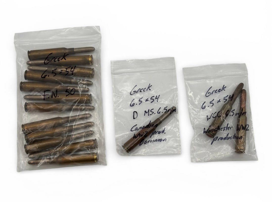 16rds. of Greek 6.5x54 M-S Collectible Ammunition: See Photos for Head Stamps