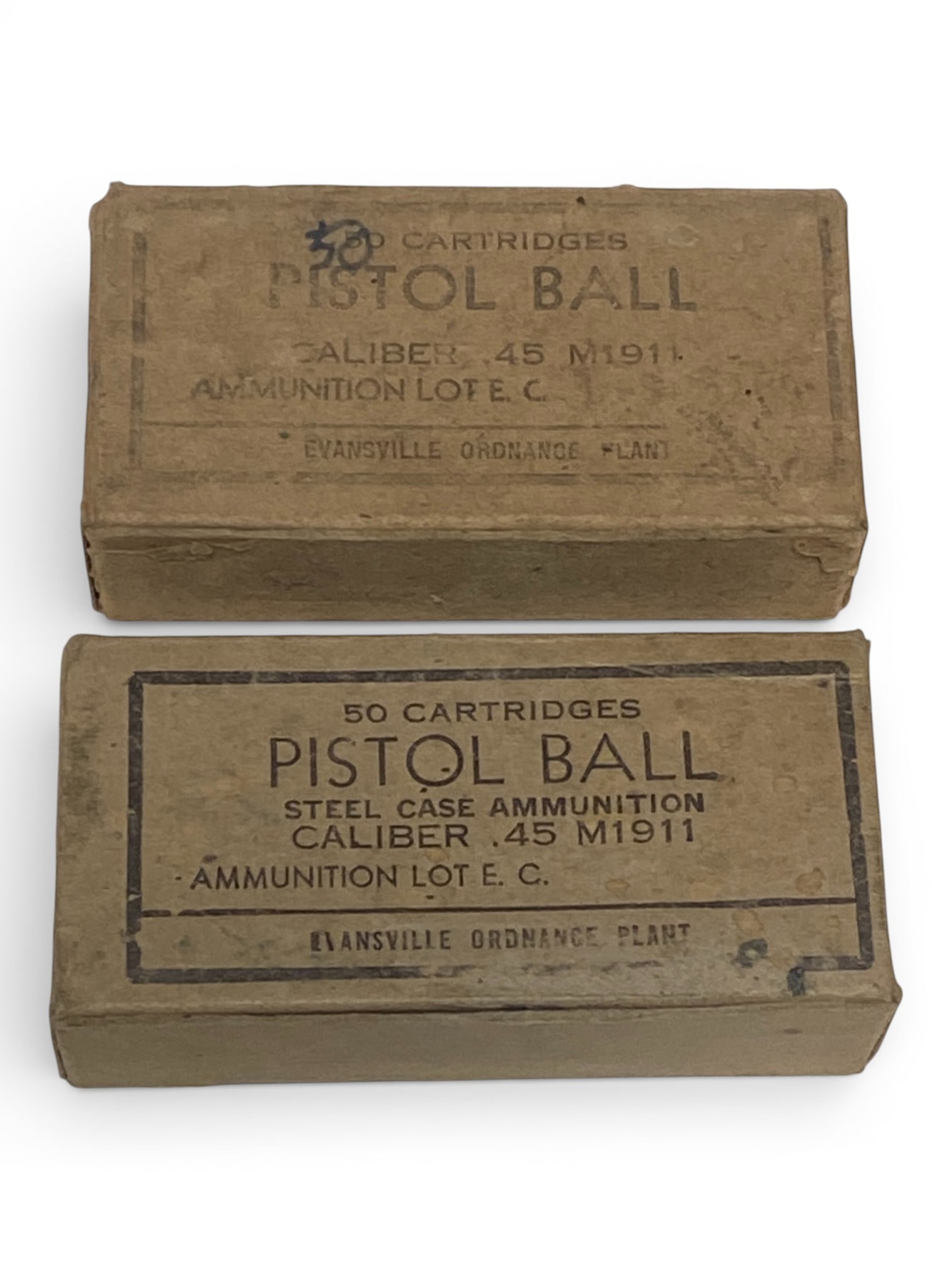 99rds. of .45 AUTO M1911 Factory Evansville Ordnance Plant Ammunition in Box : See photos 
