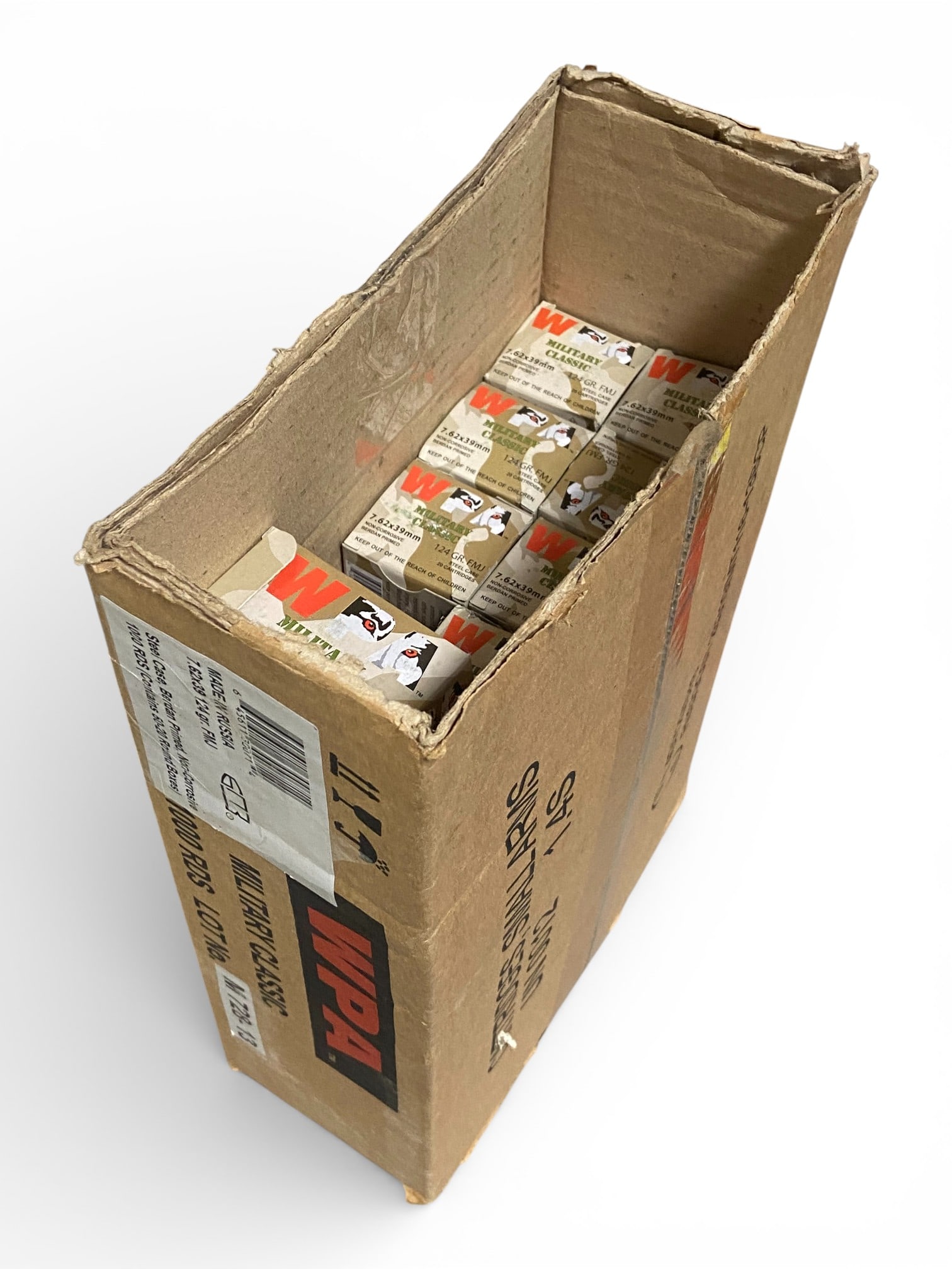 NIB 800rds. of 7.62x39mm 124gr. FMJ WOLF Steel Case WPA Military Classic Ammunition  - 2