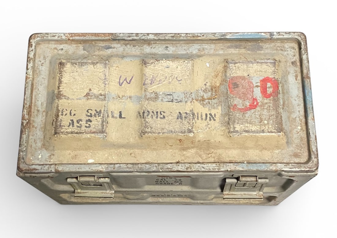 RARE US Navy WWII Large M2 Ball .30-06 Empty Steel Military Ammo Can - 2