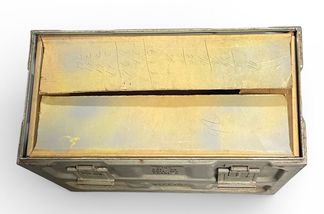 RARE US Navy WWII Large M2 Ball .30-06 Empty Steel Military Ammo Can - 3