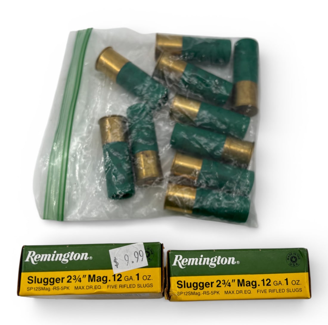 NIB 20rds. of 12 GA. 2-3/4" | 1oz Remington Rifled Slug Ammunition: 10rds in factory box. 10rds in bag. 