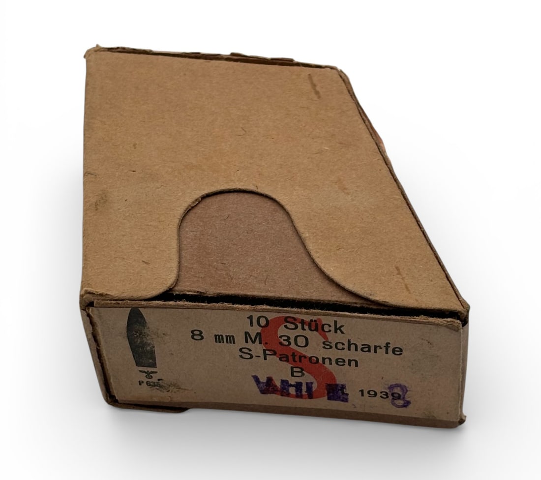 Box of German WWII Nazi 8x56mmR Steyr M30 S-Patronen 8x56r Ammo - Austrian M95 (1 of 3)