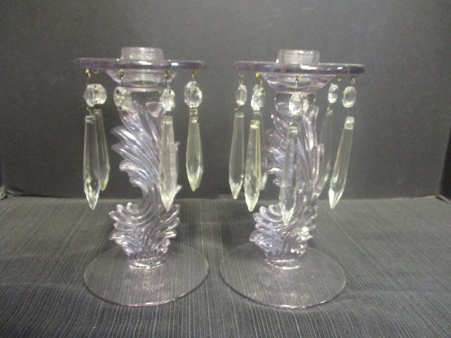 Fostoria 8 Prisms Candlestick (PR): 8" Missing a couple of prisms 