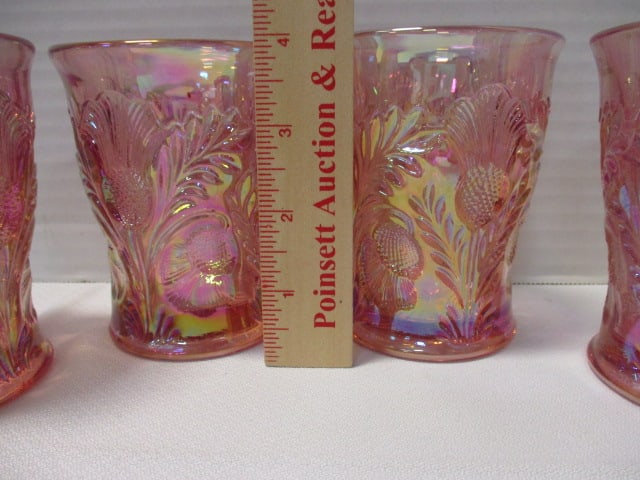 Mosser Glass Inverted Thistle Pitcher Rose Carnival Glass & - 20