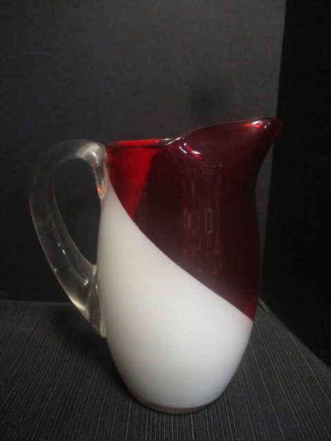 Fukuoka Japan Multi Glass Red & White Design 8" Pitcher & - 5