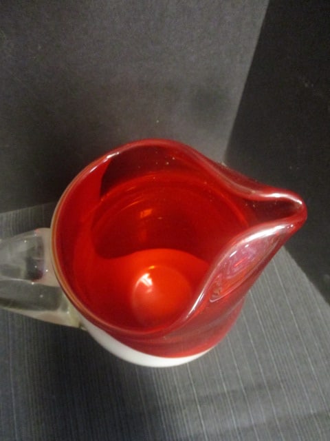Fukuoka Japan Multi Glass Red & White Design 8" Pitcher & - 6