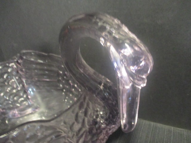 Lavender Glass Large Swan Serving Bowl - 2
