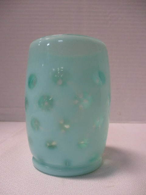 Fenton Persian Turquoise Blue Opalescent Coin Dot Tumbler: 4" 
