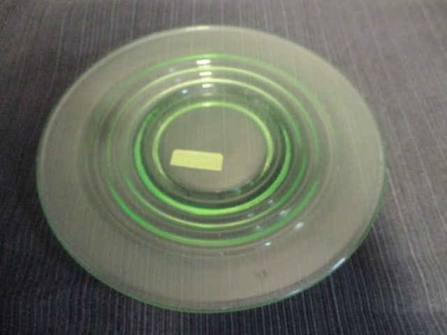 Uranium Glass Saucers (6-6 1/2") & 2 Cups - 3