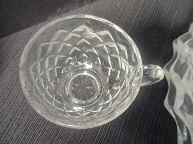 Fostoria American Cube Design Punch Bowl/Stand/12 Cups/ - 3