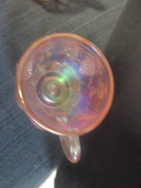 Iridescent Pink Carnival Glass Punch Set w/12 Cups - 3