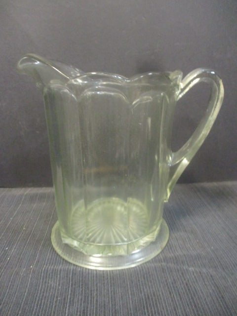 Scalloped Rim Heavy Glass Pitcher: 9" 