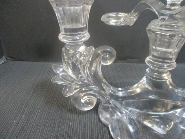 Cambridge Glass Clear Blown Keyhole Candleabra w/bobeche - 3