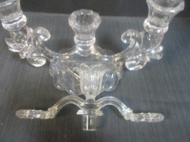 Cambridge Glass Clear Blown Keyhole Candleabra w/bobeche - 4