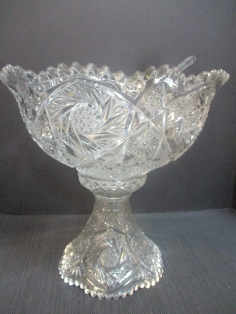 Imperial Glass 'Whirling Star' Punch Bowl/Stand/Ladle: No Cups