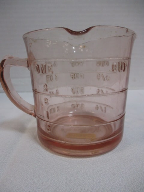 Pink Depression Glass Grouping-Kellog's Measuring Cup, - 7