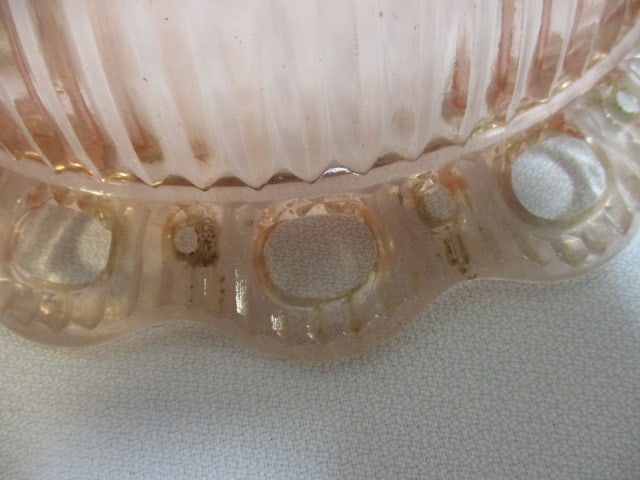 Pink Depression Glass 7 x 4 Pedestal Bowl & Openlace Bowl - 14