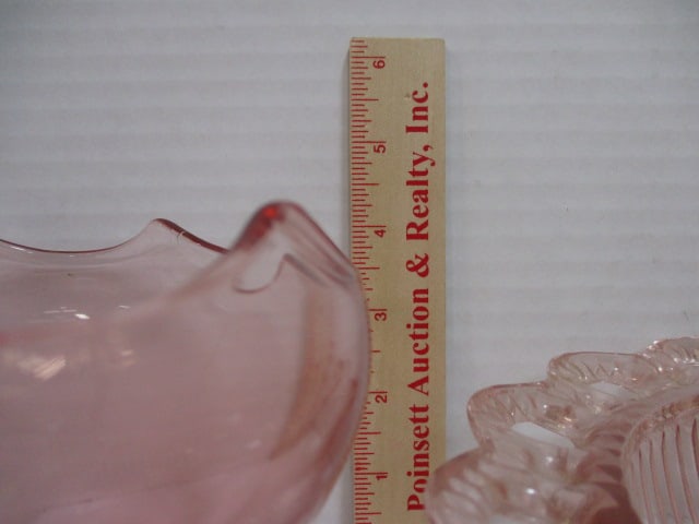 Pink Depression Glass 7 x 4 Pedestal Bowl & Openlace Bowl - 16