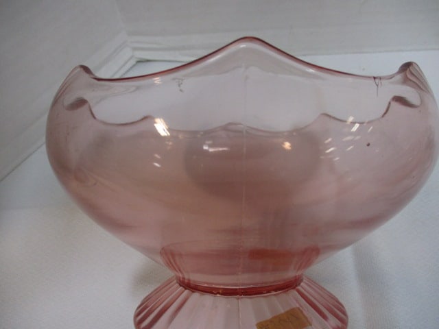 Pink Depression Glass 7 x 4 Pedestal Bowl & Openlace Bowl - 8
