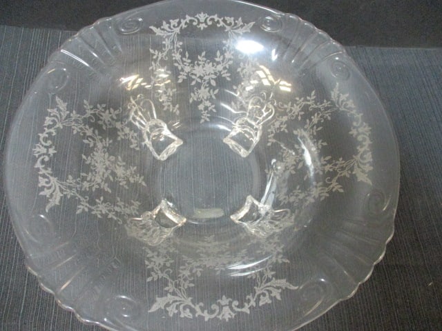 Footed Etched Glass Console Bowl - 2