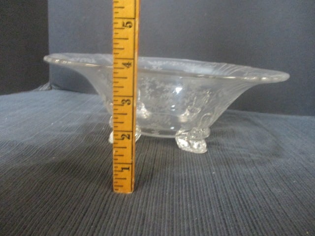 Footed Etched Glass Console Bowl - 4