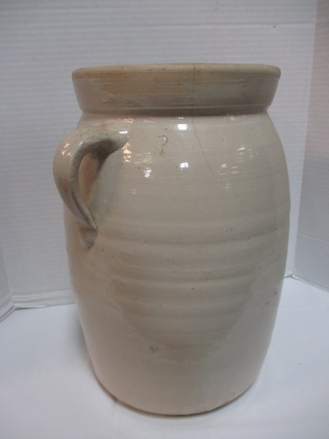 #4 Stoneware Pottery Butter Churn: 14 1/2" (Crack) see all pictures