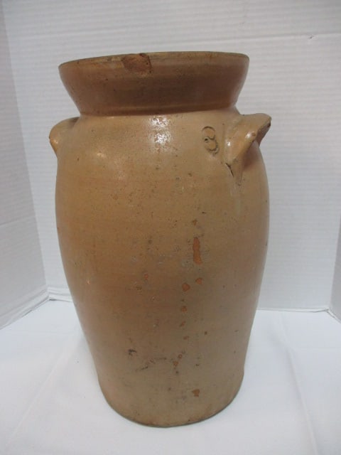 #3 Stoneware Salt Glaze Pottery Crock (no lid): see all pictures 