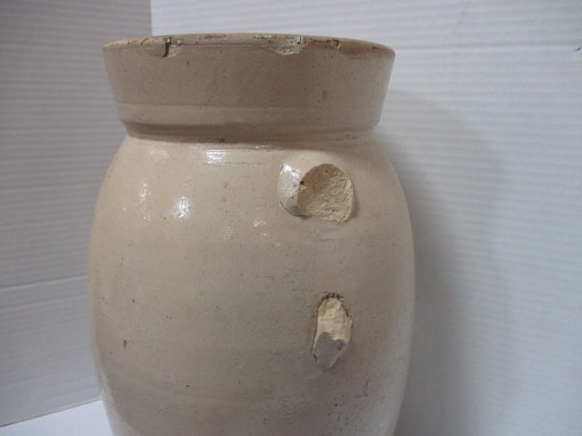 Antique Stoneware Butter Churn w/wood lid - 5