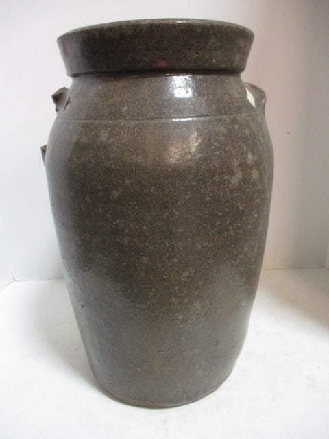 Salt Glaze Stoneware Churn w/Wood Lid: 16" (handle broke off-see all pictures) 