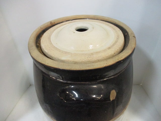 Nelson McCoy #5 Stoneware Pottery Crock w/lid - 2