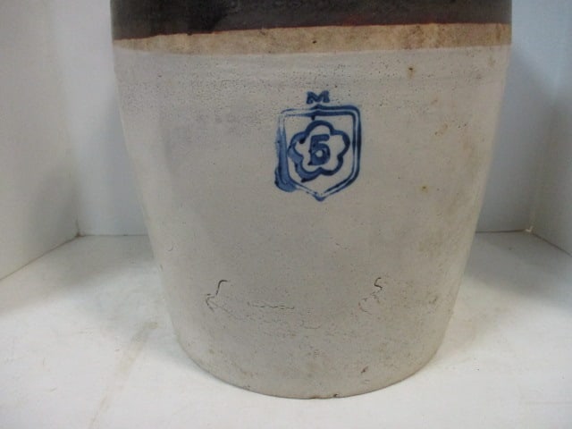 Nelson McCoy #5 Stoneware Pottery Crock w/lid - 4