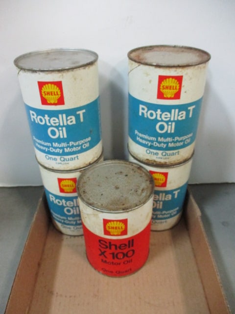 Shell X100 Motor-QT & 4 Rotella-T Oil (4 Qts) & Spout - 4