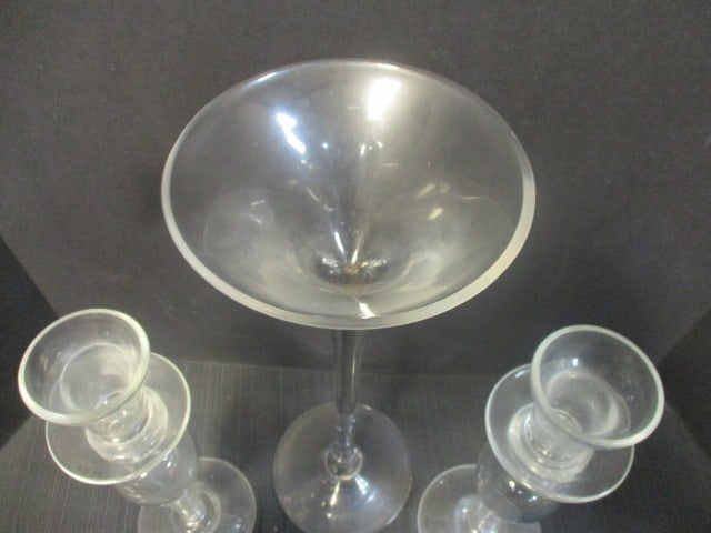 Vase Shaped Martini Glass 15 1/2" & Crystal Handleholders 12" - 6