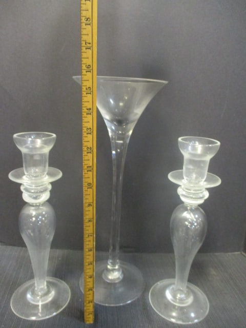 Vase Shaped Martini Glass 15 1/2" & Crystal Handleholders 12" - 7