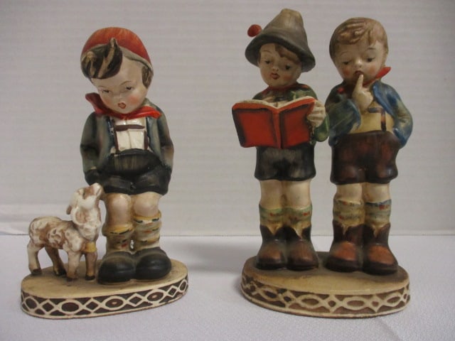 Hummel Type (School Boys & Boy w/Lamb) Figurines: . 