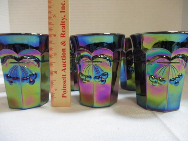 Mosser Glass Cherry Thumbprint Carnival Glass Pitcher w/ - 10