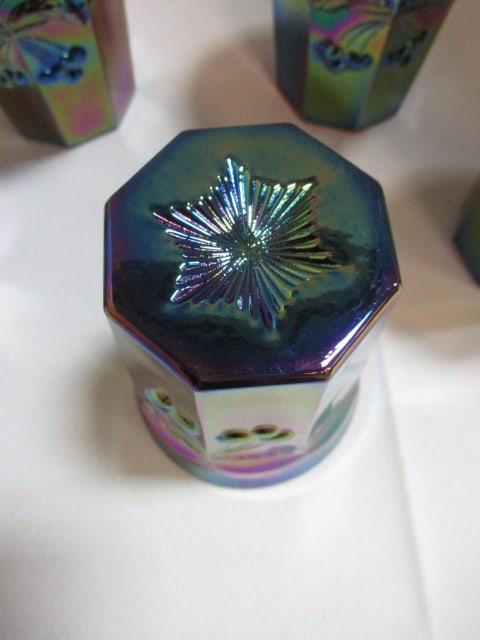 Mosser Glass Cherry Thumbprint Carnival Glass Pitcher w/ - 9