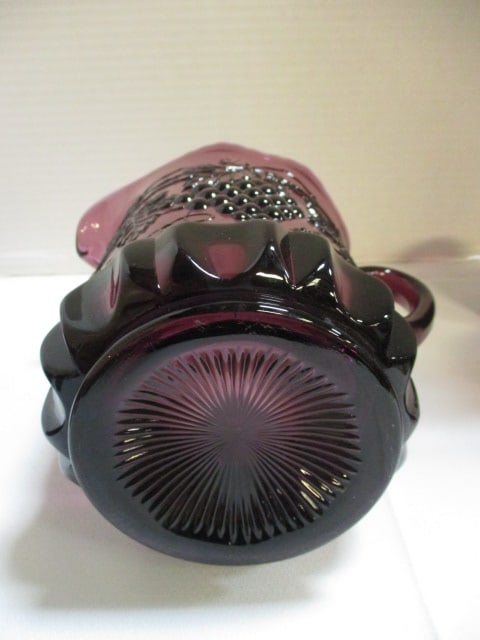 Mosser Glass Grape & Vine Pattern Amethyst Pitcher w/ - 9