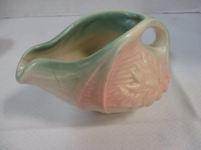 McCoy Sugar Bowl Pine Cone & McCoy Creamer Daisy Pattern - 2