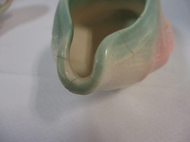 McCoy Sugar Bowl Pine Cone & McCoy Creamer Daisy Pattern - 3