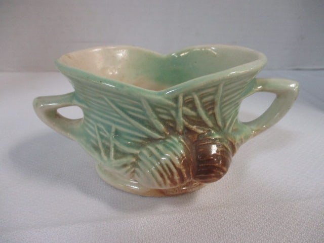 McCoy Sugar Bowl Pine Cone & McCoy Creamer Daisy Pattern - 8