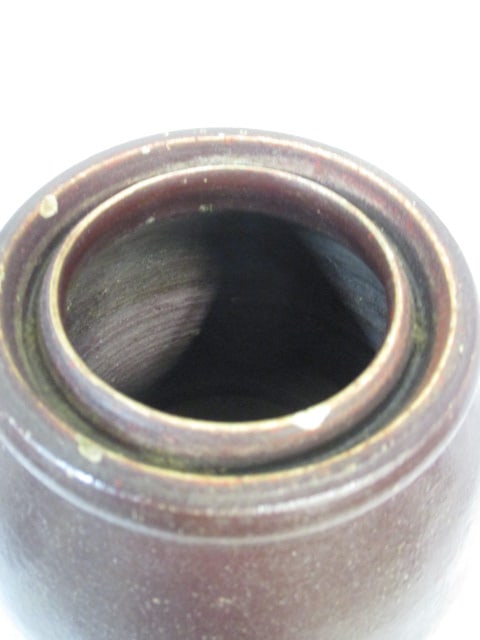 Primitive Stoneware Crock Brown Glaze - 4