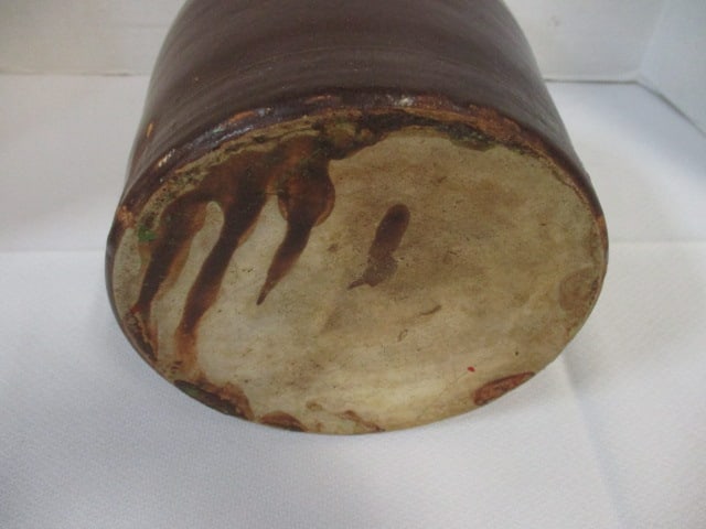 Primitive Stoneware Crock Brown Glaze - 6